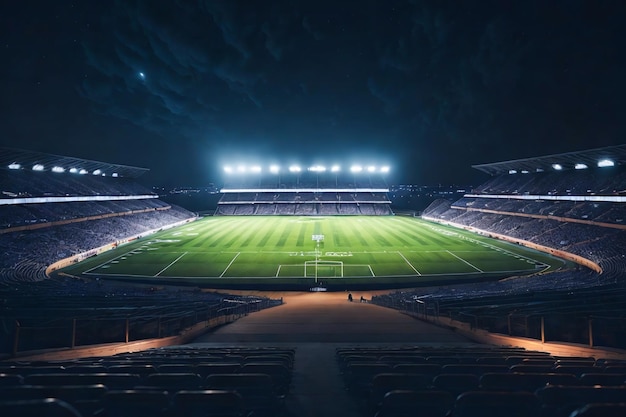 Kostenloses Foto-Fußballstadion bei Nacht, generative KI