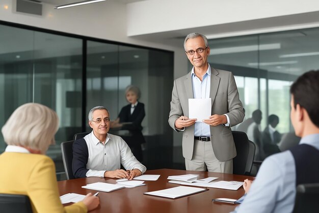 Kostenloses Foto glücklicher Büroangestellter in einer Unternehmensversammlung im Vorstandsraum