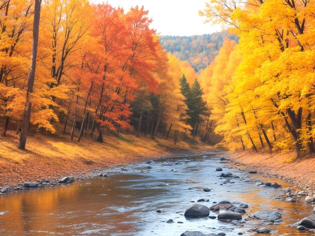 Kostenloses Foto Herbstwald mit Fluss