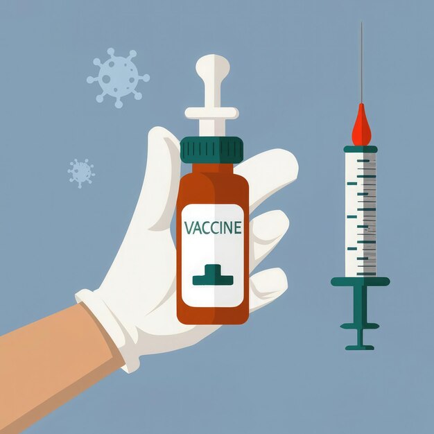 Kostenloses Foto Impfflasche und Spritze, die vom Arzt mit Handschuhen gehalten werden