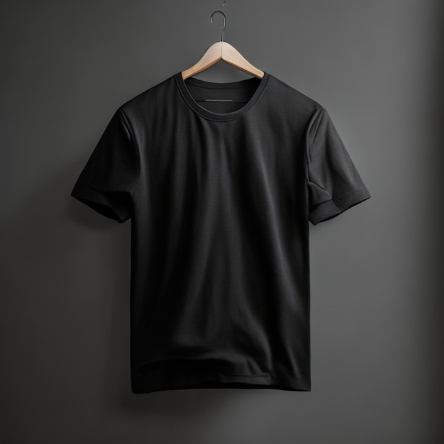 Kostenloses Foto-Mockup-Konzept für schwarze T-Shirts mit Kopierraum auf grauem Hintergrund