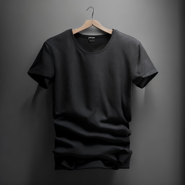 Kostenloses Foto-Mockup-Konzept für schwarze T-Shirts mit Kopierraum auf grauem Hintergrund