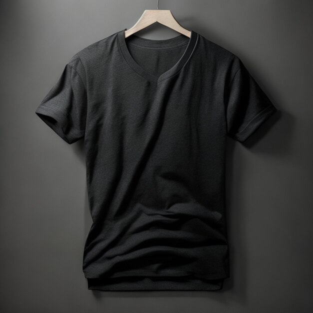 Kostenloses Foto-Mockup-Konzept für schwarze T-Shirts mit Kopierraum auf grauem Hintergrund