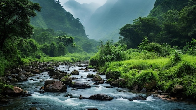 Kostenloses Foto nasser Vietnam-Gebirgsfluss-Strom ländlich