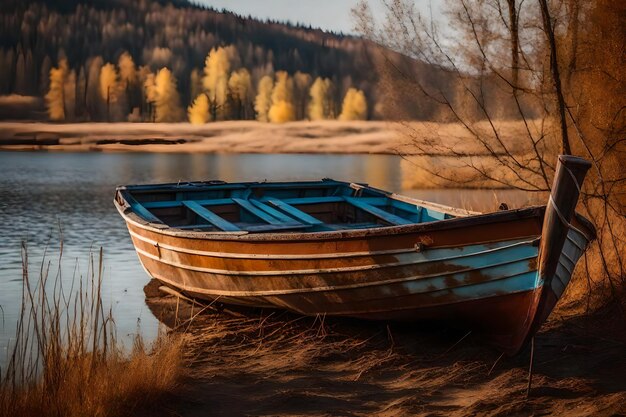 Kostenloses Foto von einem alten, rostigen Fischerschiff auf dem Hang am Ufer des Sees