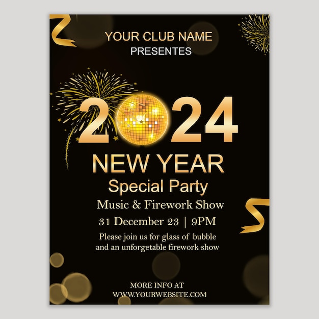 Kostenloses PSD-Flyer-Konzept für Neujahrsabend