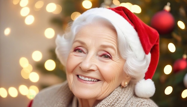 Kostenloses Weihnachtsfoto fröhliche, lächelnde ältere Frau