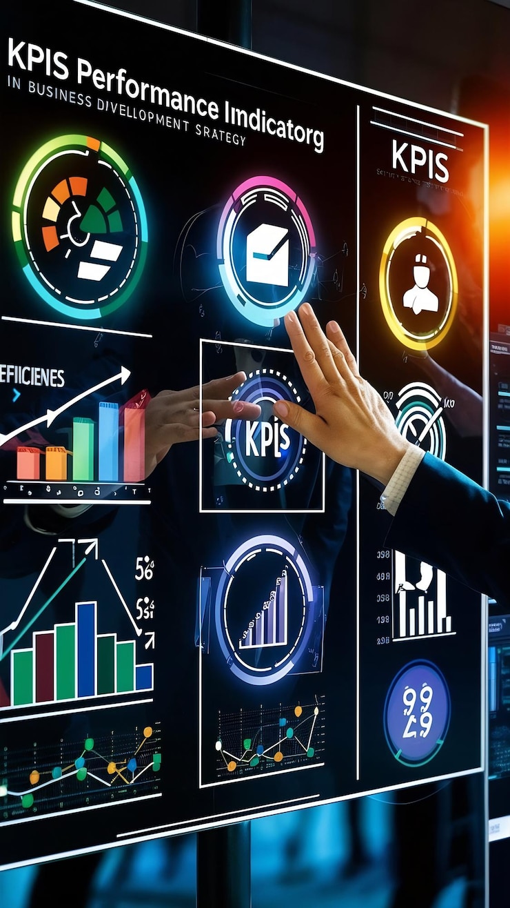 Foto kpi indicadores clave de rendimiento presentación estrategia de desarrollo de negocios métricas de medición de productos