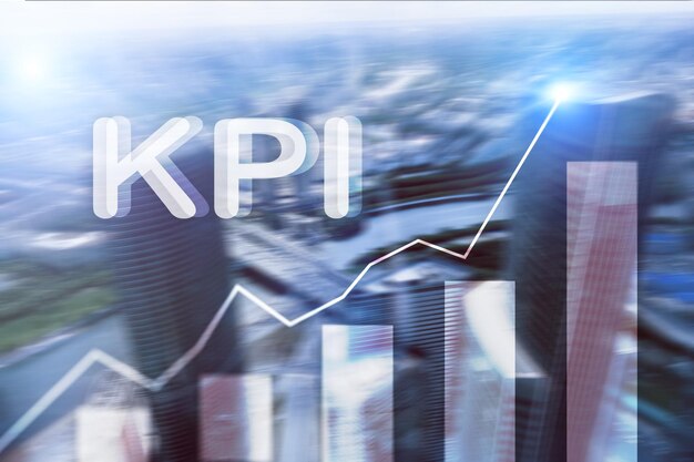 KPI Key Performance Indicator Graph auf verschwommenem Hintergrund