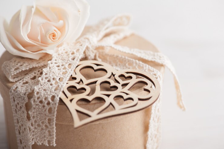Foto kraft geschenkbox, rose, herz