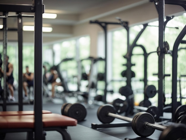 Foto kraft in bewegung fotoreal-aufnahme von gewichtstrainingsausrüstung in einem fitnessstudio