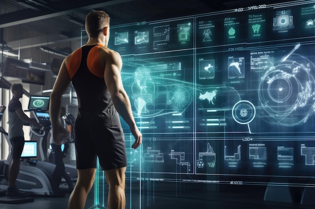 Krafttraining von Menschen im Sport Moderne Technologie im Sport Wissenschaft Konzept Generative KI