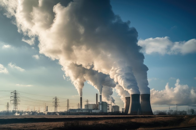 Kraftwerk stößt große CO- und Dampfwolken in die Luft aus