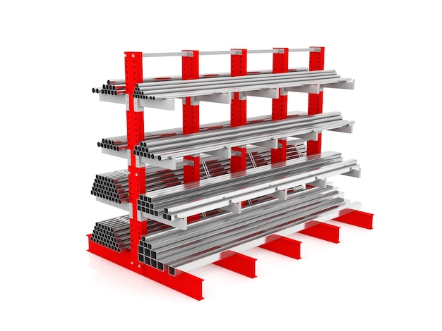 Kragarmregalsysteme für die Produktindustrie Industrielle Lagerregale 3D-Darstellung