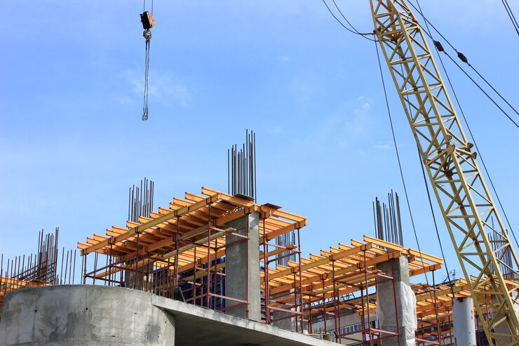 Kranelemente beim Bauen in der Stadt