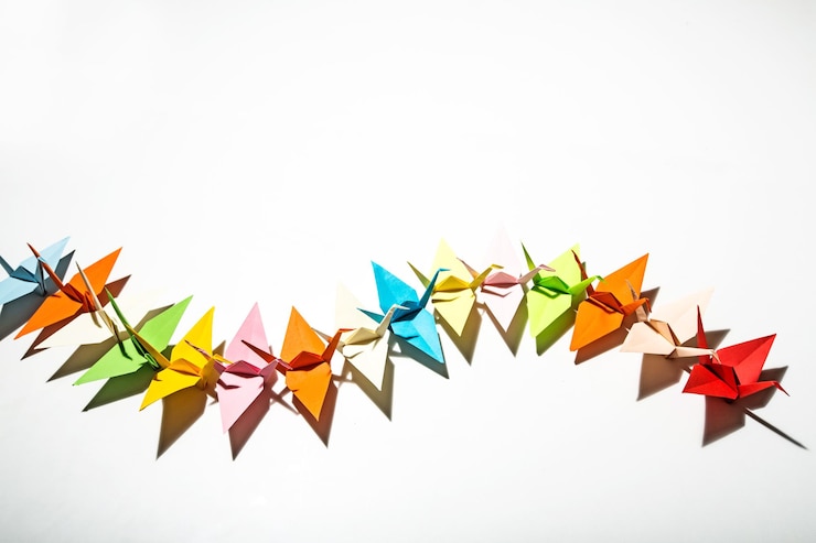 Foto kraniche aus papier origami