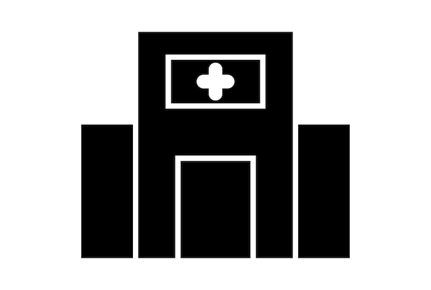 Krankenhaus-Glyphen-Symbolkunst, flaches Gesundheitssymbol, minimalistisches medizinisches Zeichenkunstwerk