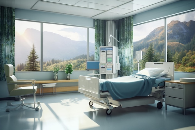 Krankenhauszimmer mit Betten und komfortabelem medizinischem Equivalent