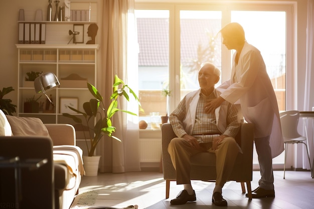 Krankenschwester, die sich zu Hause um ältere Patienten kümmert