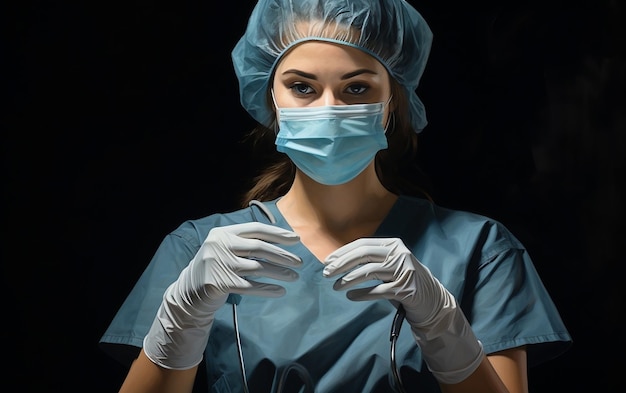 Krankenschwester trägt Handschuhe mit maskierender generativer KI
