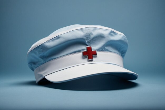 Foto krankenschwestermütze auf blauem hintergrund ar c