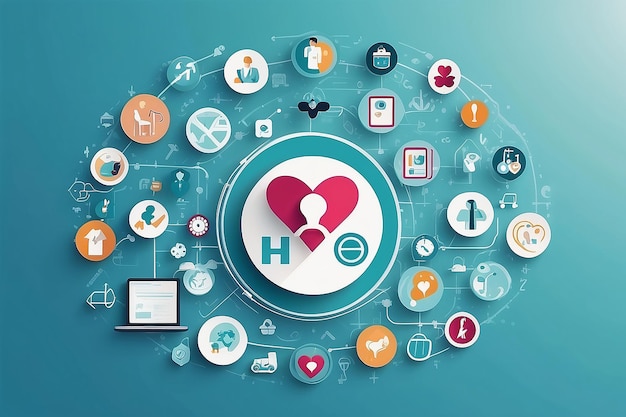 Krankenversicherung Telemedizin virtuelles Krankenhaus Familienmedizin Konzept Gesundheitsversorgung Ikonen medizinische Technologie Hintergrund Krankenversicherungsgeschäft