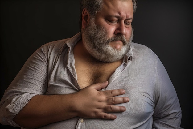 Kranker Mann mit Symptomen einer Herzerkrankung