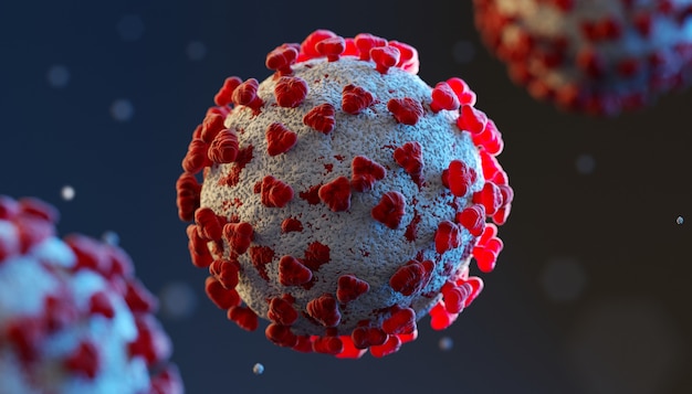 Krankheitszellen Coronavirus-Ausbruch und Covid-19-Influenza-Hintergrund. Grippebelastung Gefahr Fälle Pandemie Gesundheitsrisiko medizinisches Konzept. 3D-Illustration