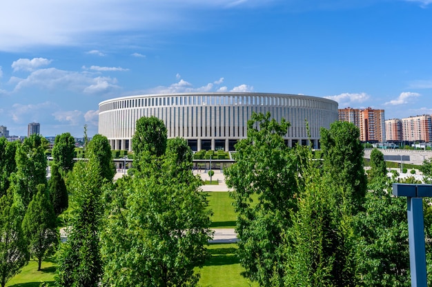 Krasnodar Rússia 2 de julho de 2023 Estádio do clube de futebol de Krasnodar parque público de paisagem Krasnodar ou parque Galitsky no dia de verão