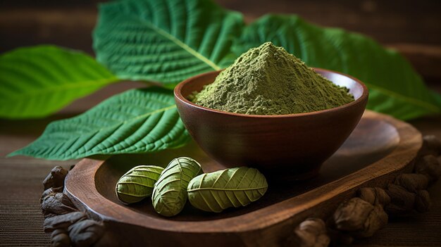 Foto kratom mitragyna speciosa verde é um tipo de droga