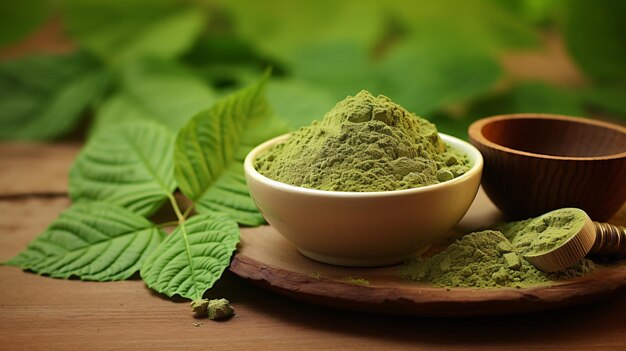 Foto kratom mitragyna speciosa verde es un tipo de droga