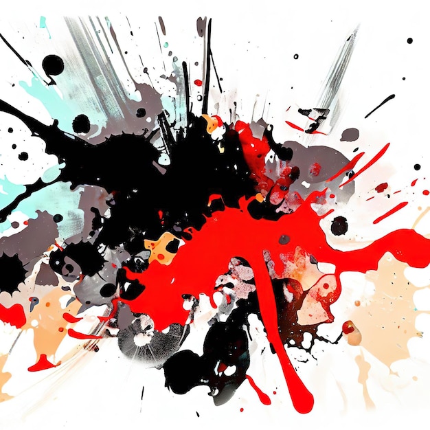 Kreativ gezeichnetes Abstract mit schwarzer und roter Farbe auf weißem Hintergrund Ai generiert