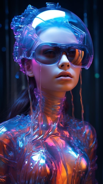 kreativ glühendes Neon holographisches 3D-Glow lebendige und innovative Visuals, die futuristische Technologie und faszinierende Lichteffekte in einer faszinierenden und dynamischen Komposition präsentieren