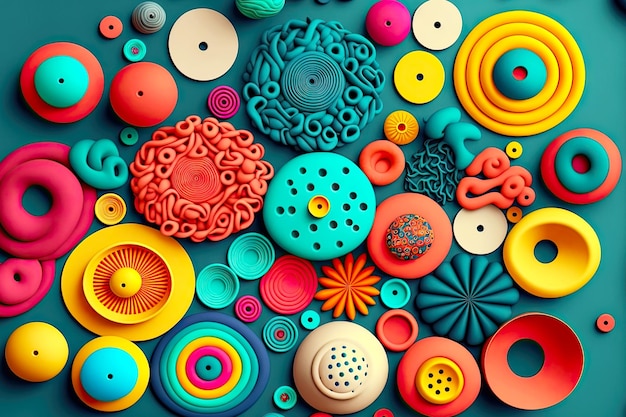 Kreative abstrakte Formen aus Plastilin-Textur in verschiedenen Hintergrundfarben