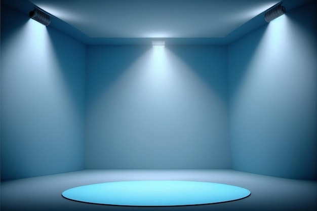 Kreative digitale Illustrationsmalerei des blauen Raumes des Perspektivebodenhintergrundes