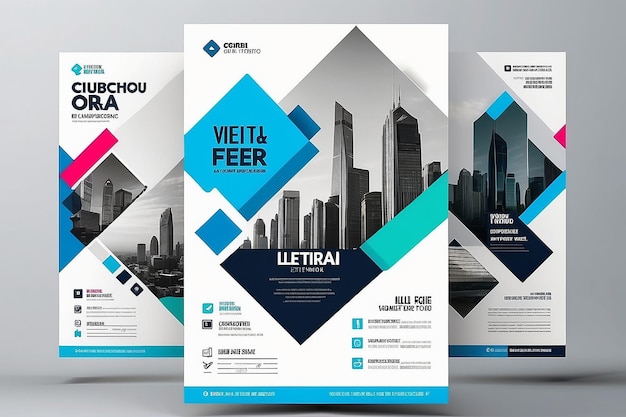 Kreative Firmenflyer-Vorlage Firmen-Flyer-Vortlage Flyer-Vorteil Geometrische Form, die für das Layout von Geschäftsplakaten verwendet wird