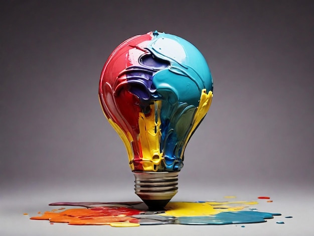 Kreative Glühbirne mit Farbfarben