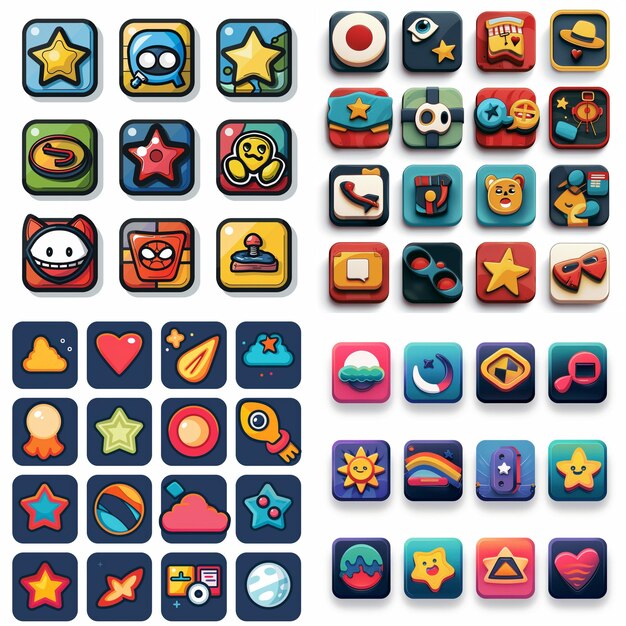 Kreative Icon-Set-Titel für mobile App-Designs