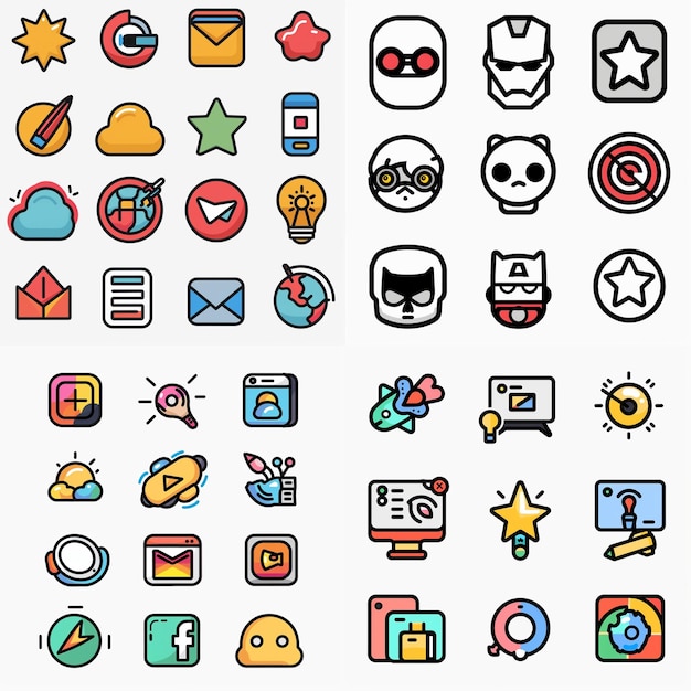 Kreative Icon-Set-Titel für mobile App-Designs