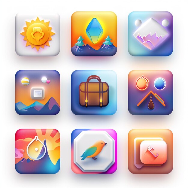 Kreative Icon-Set-Titel für mobile App-Designs