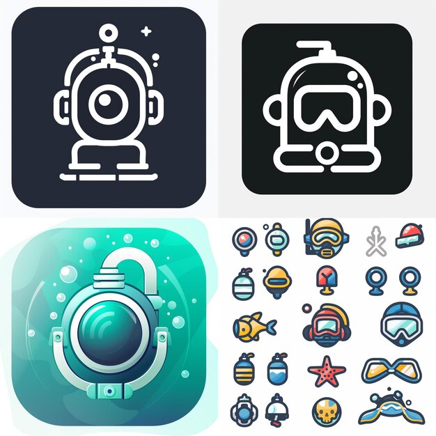 Foto kreative icon-set-titel für mobile app-designs