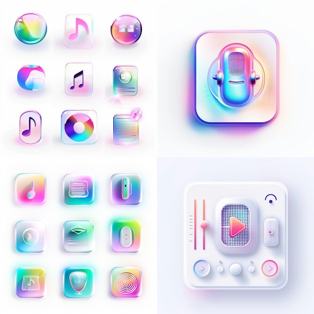 Foto kreative icon-set-titel für mobile app-designs