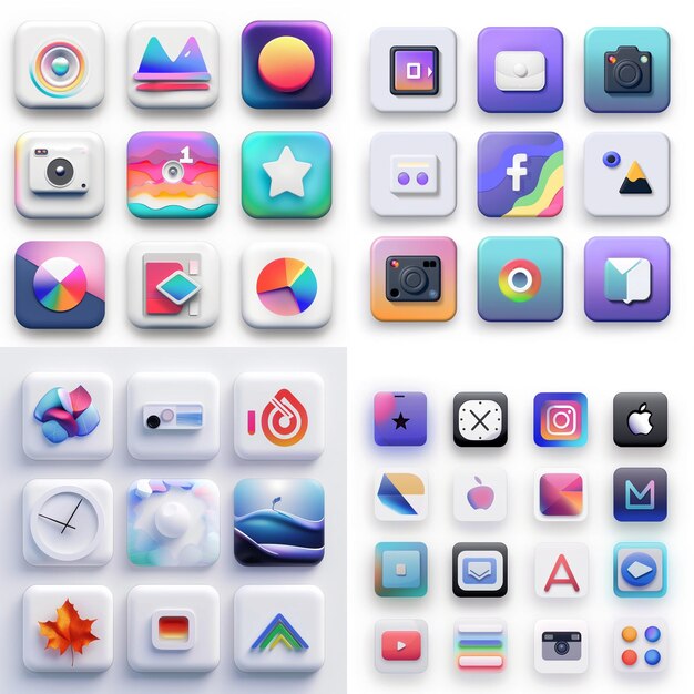 Foto kreative icon-set-titel für mobile app-designs