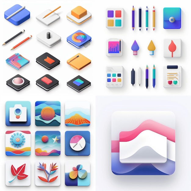 Kreative Icon-Set-Titel für mobile App-Designs