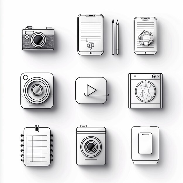 Foto kreative icon-set-titel für mobile app-designs