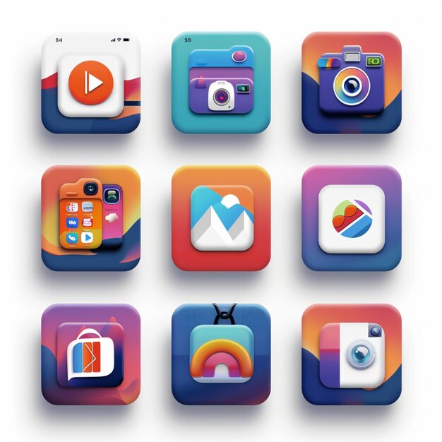 Kreative Icon-Set-Titel für mobile App-Designs