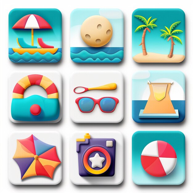 Foto kreative icon-set-titel für mobile app-designs