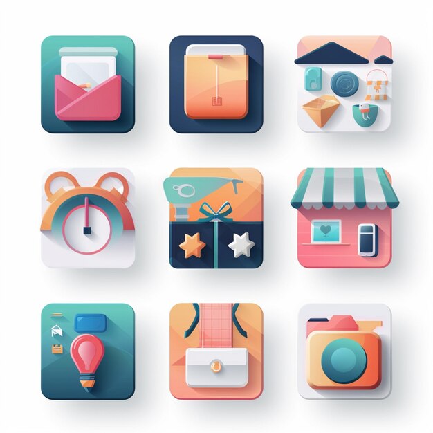 Kreative Icon-Set-Titel für mobile App-Designs