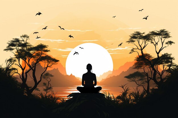 Kreative Illustration generative ai Bild Zen Lotusblume auf Wasser Meditation Harmonie Spiritualität Konzept