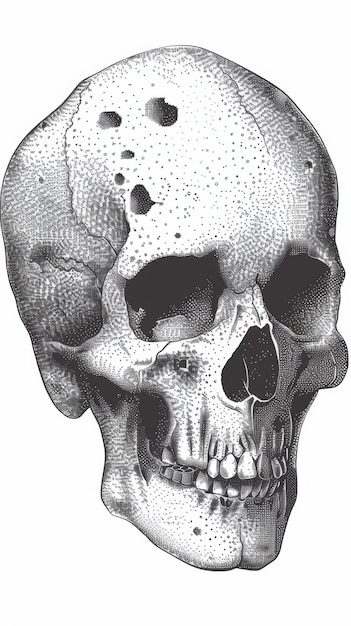 Kreative künstlerische Illustration eines Schädelkopfs